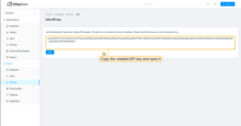 Copy the created API key and save it, we will need it for integration on Klyff.