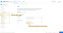 Go to the "<b>Integrations</b>" -> open the "<b>MQTT</b>" page in the left menu. Then, click on the "<b>Generate new API key</b>" button.
