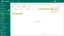 Open the Devices page. By default, you navigate to the device group “All”. Click on the “+” icon in the top right corner of the table and then select “Add new device”;