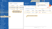 To verify the received Alarm notification, go to the Entities > Devices section, open the "Device details" page and select the “Alarm” tab. You also can view the incoming Alarm notification in the Notification center.