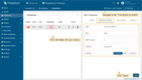 First, we need to configure the connection to the demo broker. Let’s start from the "Connection to broker" section. This section offers detailed connection configuration options and contains several important fields, including host, port, MQTT version, client ID, and security settings. The host field specifies the address of the broker, while the port field indicates the communication port. The MQTT version field ensures compatibility with the protocol version being used. The client ID uniquely identifies the client, and the security settings provides configuration for client authorization at MQTT Broker. Then, click "Save".