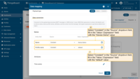 Scroll down to "Data conversion" section. For "Device" subsection use the following options/values: In the Name row, select "Constant" in the "Source" dropdown field, fill in the "Value / Expression" field with the "Device Demo" value. In the "Profile name" row, select "Constant" in the "Source" dropdown field, fill in the "Value / Expression" field with the "default" value.
