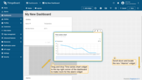Congratulations! You have added the alarm widget. By default, new widgets are added one below the other, stacking downwards. Let's organize our widgets a bit to tidy up their arrangement. Drag the "Time series chart" widget to the top right corner of the dashboard to make room for the "Alarms table" widget;