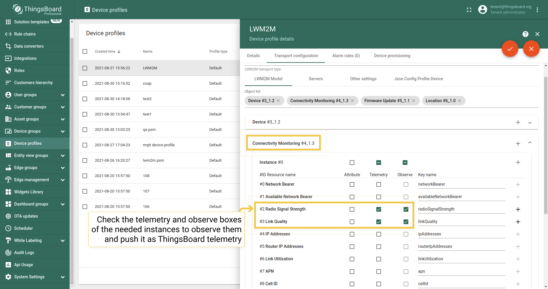 Tick Telemetry and\or Observe boxes, if you would like the Server to observe them and fetch updated values