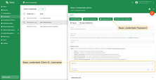 Basic authentication credentials params: Client ID, Username and Password.