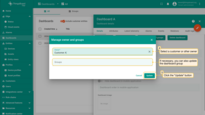 In the "Manage owner and groups" pop-up window, select owner and click the "Update" button. You also may update the dashboard group if needed.