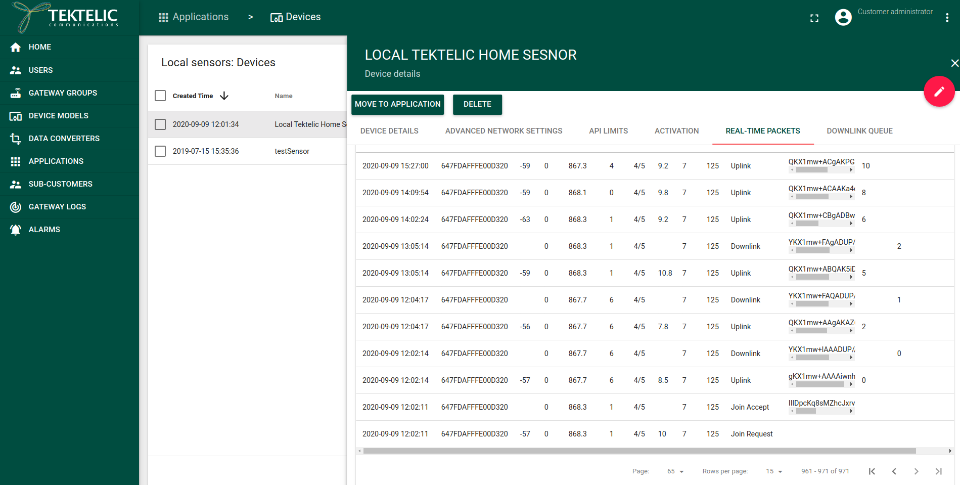 sensor packets