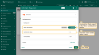 Uncheck the "Data export" box in the "Show card buttons" section, and remove the value for the "Card border radius". Click "Add" to complete adding the range chart widget;
