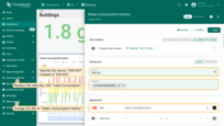 Specify the device "WM-003" (Water Flow Meter) instead of "EM-002". Replace the data key with "waterConsumption". Change the title to "Water consumption history";