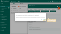 Confirm deleting the dashboard in the dialog box.