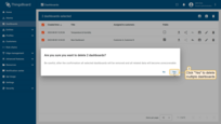 Confirm deleting dashboards in the dialog box.