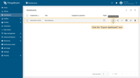 To export a dashboard, go to the "Dashboards" page and click the "Export dashboard" icon next to the dashboard that you want to export. The configuration file in JSON format with all settings on the control panel will be saved on your PC.