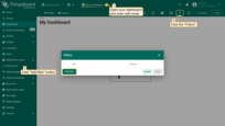 Open your dashboard, enter edit mode and click the "Filters" button in the upper right corner of the dashboard window. In the pop-up window click "Add filter" button;