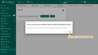 In the confirmation dialog, click "Yes" if you are sure you want to delete the domain.