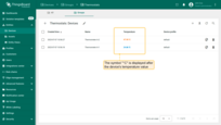 The "Temperature" column is now located between the "Name" and "Device profile" columns.