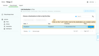 Click on the "Link" button next to the destination you created earlier;