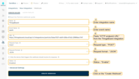 Fill in all required fields. Then click Create webhook.