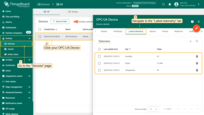 Navigate to the "<b>Devices</b>" page of the "<b>Entities</b>" section of your <b>Klyff</b> instance, and click on the OPC-UA Device row in the table to open device details. Navigate to the "<b>Latest telemetry</b>" tab. You must see incoming data.