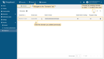 Navigate to the "Domains" tab, locate and click the domain you added previously;