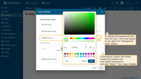 To change the background color, click the color in the small square on the right in the background color section. In the popup window, select the desired color and transparency. Then click "Select";