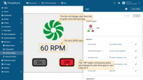 The color of the button should change to gray, the fan will change color from red to green and start spinning. Below the fan, the RPM (revolutions per minute) will be displayed. Meanwhile, the "Off" button will become active and change its color from gray to red. Press it;