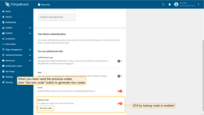 2FA by backup code is enabled;