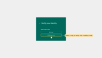 Select a way to verify with a backup code;