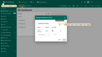 Click the layers icon in the top left corner of the dashboard to create a new state. In the opened dialog window, click a "+" icon to add a new state;
