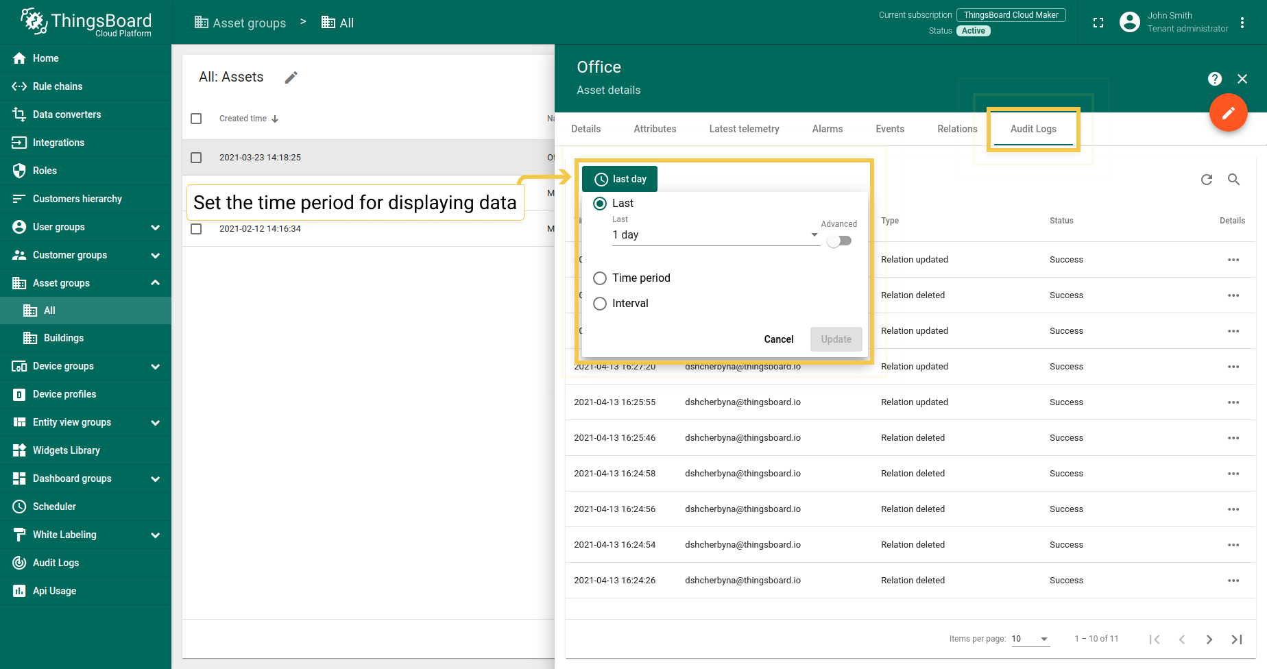 Track user actions in order to keep audit log