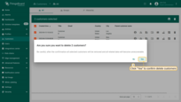 Confirm deleting customers in the dialog box.