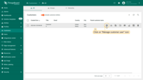 Navigate to the "Customers" page. Then click on the "Manage customer users" icon located on the customer`s row whose customer user you want to delete;