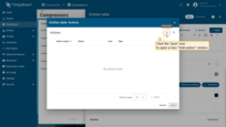 The "Actions" window will open. Right now, it's empty, but later it will display all created actions. Click the "plus" icon in the top right corner of the screen to open a new "Add action" window.