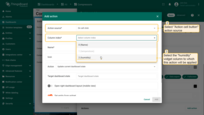 Select the "On cell click" as the action source. From the "Column index" drop-down menu, select the "humidity" column to which this action will be applied;