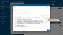 Enter a JavaScript function for your custom action;