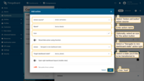 As an example for this manual, select "Action cell button" as the action source. Input a name for the action and select an icon that will represent a button. With this icon, action will be performed. Select a "Navigate to new dashboard state" action type from the "Action" drop-down menu. After choosing an action type, the "Target dashboard state" drop-down menu appears. Select a previously created state you'd like to be transitioned to. When the desired state has been selected, click the "Add" button;