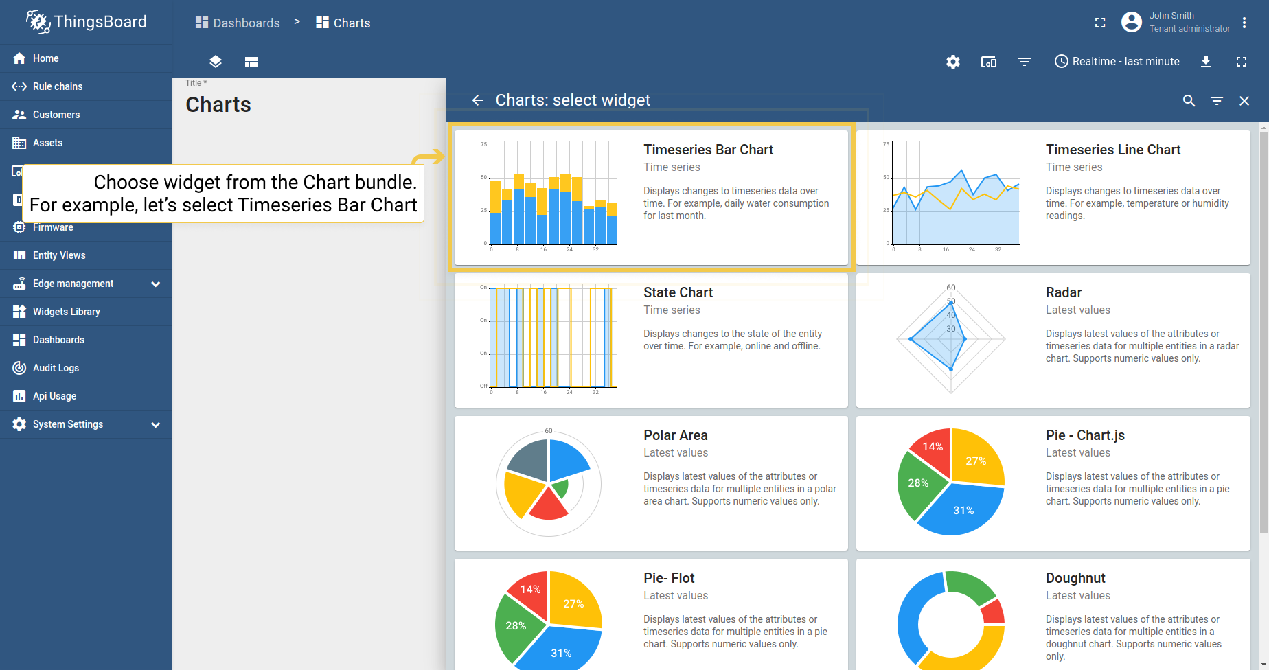 Select the preferred widget from the Chart bundle.