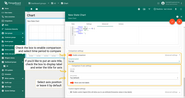 In Advanced tab, enable comparison and from the drop-down menu select time to show historical data with which to compare. In the "Second X axis" section, select axis position, where the compared axis will be located on the widget. If you would like title for the second axis, enable "Show labels" and enter the Axis title. When you are done with Comparison Settings configuration, click the orange checkmark in the upper right corner of the window to apply changes.