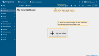 Click the "Add widget" button at the top of the screen or click the large "Add new widget" icon in the center of the screen (if this is your first widget on this dashboard);