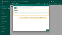 RPC widgets are configured by specifying target device as target endpoint for RPC commands;