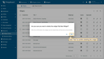 Confirm deleting the widget in the dialog box.