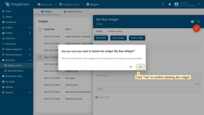 Confirm deleting the widget in the dialog box.