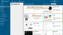 Select a widget bundle, such as "Charts". To quickly find your desired widget, use the search bar by clicking the magnifying glass icon and entering the widget's name;
