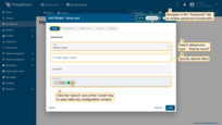 The "Add Widget" dialog window will open. Go to the advanced functionality, select data source type - "Alarms count" and specify filters. In the Data key row click the "pencil" icon of the "count" key to open data key configuration window;